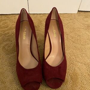 Kelly & Katie Deep Red Peep Toe Heels